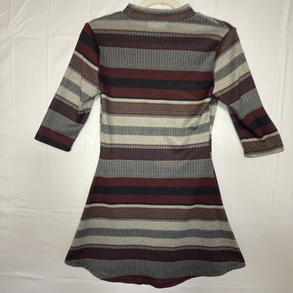 Living Doll Maroon and Gray Long Sleeve Dress - Picture 2 of 7